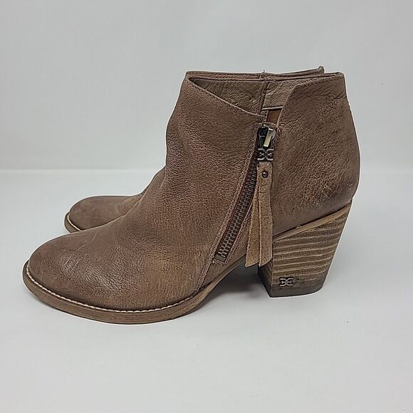 Sam Edelman Macon Bootie Size 7.5 Brown Suede Leather Side Zipper Ankle Boot - Picture 1 of 9